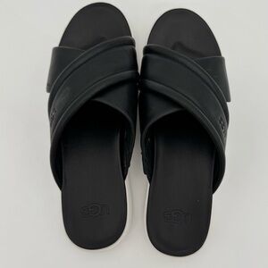 UGG Zayne Crossband Leather Platform Slide Sandals Women’s Size 9